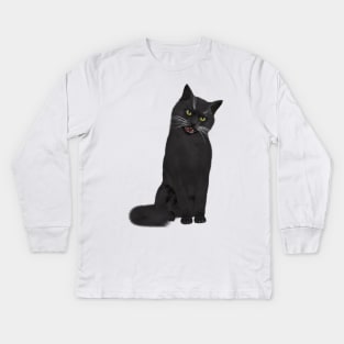 Adorable Siberian Black cat Kids Long Sleeve T-Shirt